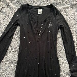 Victoria’s Secret Black Bling Sequin Logo Thermal One Piece